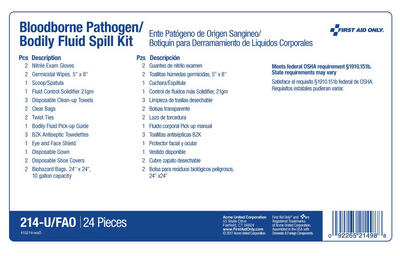 Bloodborne Pathogen Bodily Fluid Spill Kit