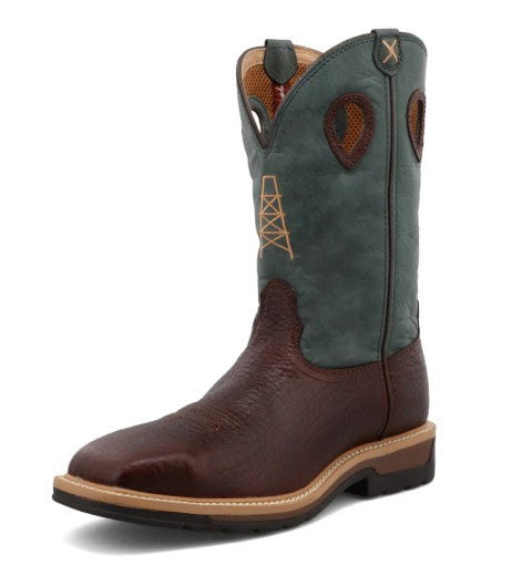 MLCS006-12" Western Work Boot Oiled Cognac & Blue