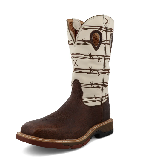 MXBA006-12" Western Work Boot Brown Elephant Print & Bone