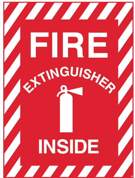 FIRE EXTINGUISHER INSIDE DECAL 5" X 3.5"