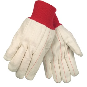 COTTON GLOVE 18OZ WHITE W/ RED KNIT