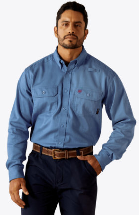 10062602 MEDIUM BLUE MNS FR Solid Work Shirt
