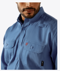 10062602 MEDIUM BLUE MNS FR Solid Work Shirt