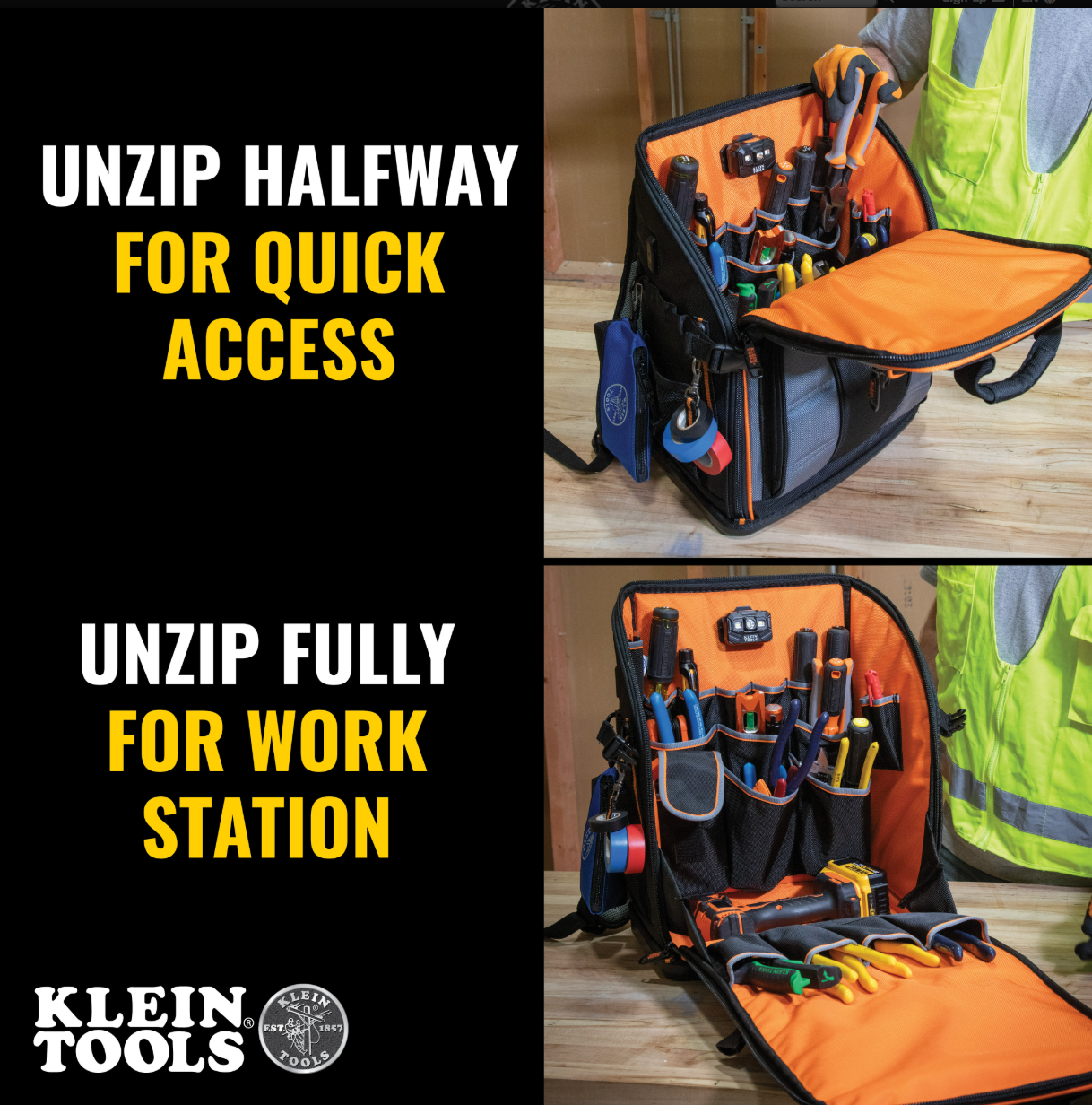 62482 Tradesman Pro™ Tool Station Tool Bag Backpack, 27 Pockets