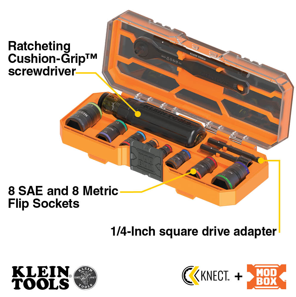 65242 Flip-16 KNECT™ Ratcheting Impact Flip Socket Screwdriver Set