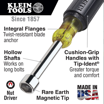 646M Nut Driver Set, Magnetic Nut Drivers, 6-Inch Shafts, 2-Piece