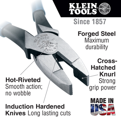 D213-9NE Lineman's Pliers, New England Nose, 9-Inch