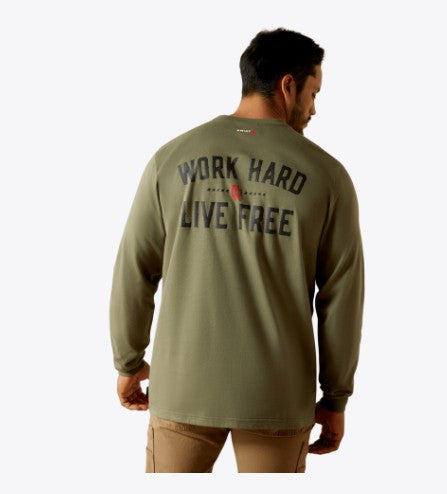 10062334 MNS FR WORK HARD LIVE FREE LS TSHIRT