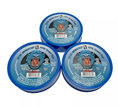 Blue Monster 1/2 Inch x 1429 Inch Blue Teflon Tape (3 Pack) Milrose 70885