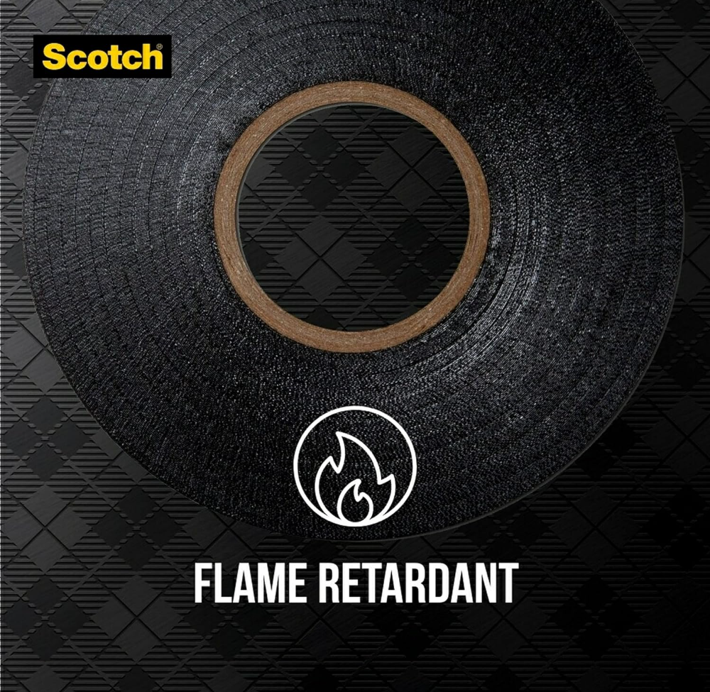 3M Scotch Super 88 Vinyl Electrical Tape, -18 to 105 Degree C, 10000 mV Dielectric Strength, 66' Length x 3/4" Width, Black