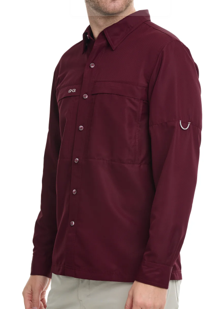 1084 Maroon Explorer Shirt | Long Sleeve GameGuard