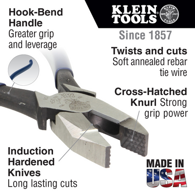 D201-7CST - Ironworker's Pliers, 9-Inch with Spring