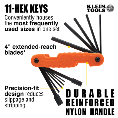 70550 - Pro Folding Hex Key Set, 11-Key, SAE Sizes
