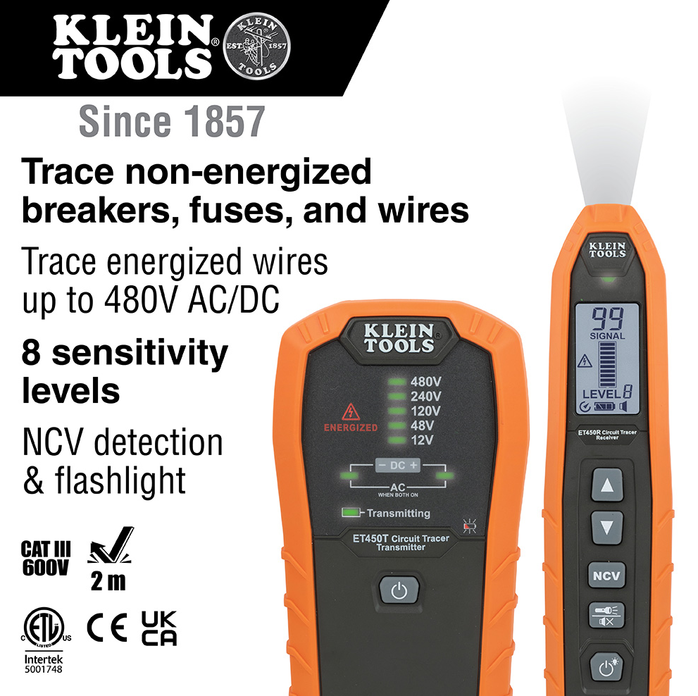 ET450 - Advanced Electrical Circuit Breaker Finder and Wire Tracer Kit and Case