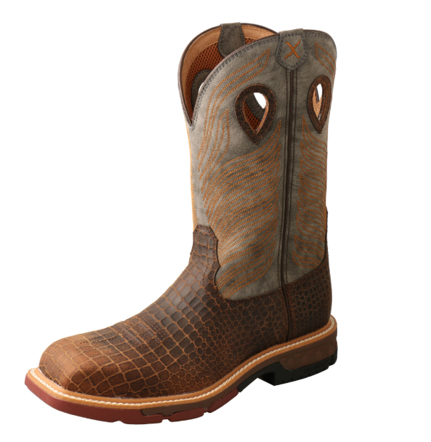 MXBN005 12" WESTERN WORK BOOT BROWN & GREY