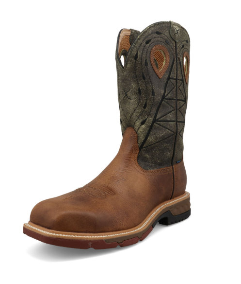 MXBNW11 12" WESTERN WORK BOOT LION & DARK OLIVE