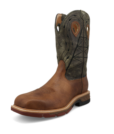 MXBNW11 12" WESTERN WORK BOOT LION & DARK OLIVE