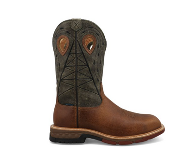 MXBNW11 12" WESTERN WORK BOOT LION & DARK OLIVE