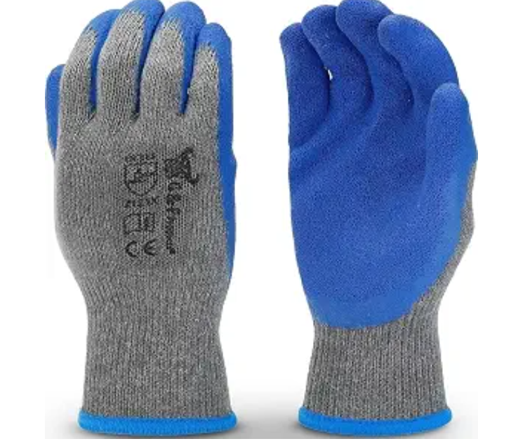 QDYM TEXTURED LATEX COATED GROPPING GLOVES GREY/BLUE HAND