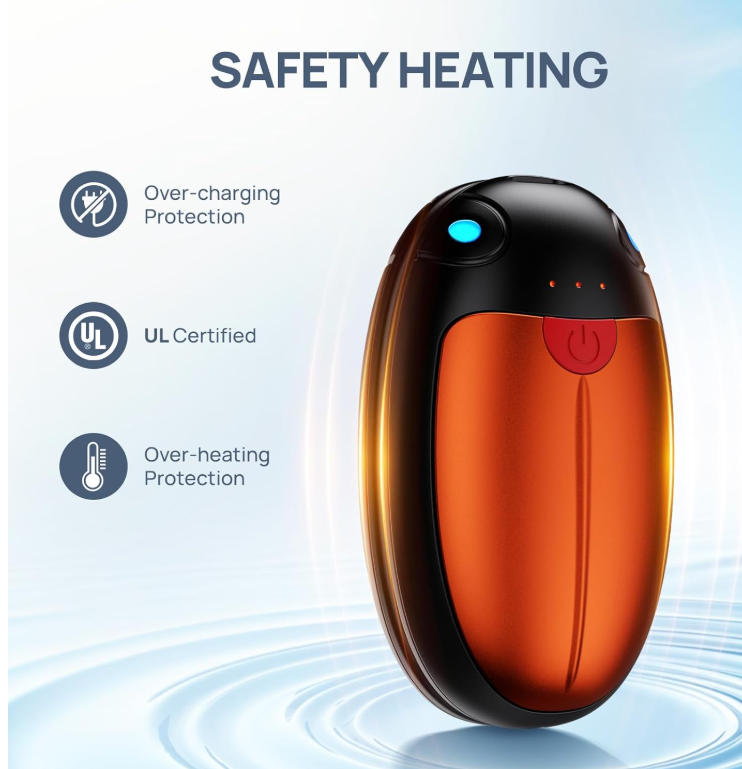 Hand Warmers Rechargeable, 2 Pack Portable Pocket Hand Warmers, 20Hrs Long Heating Double Warm Electric Handwarmers