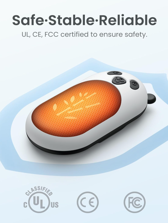 Hand Warmers Rechargeable, 6000mAh Electric Hand Warmer Reusable, 20Hrs Long Heating, Portable Pocket Heater