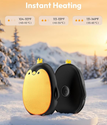 Gaiatop Magnetic Hand Warmers Rechargeable 2 Pack, Pocket Penguin 3 Heat Levels, Reusable Portable Electric Heater