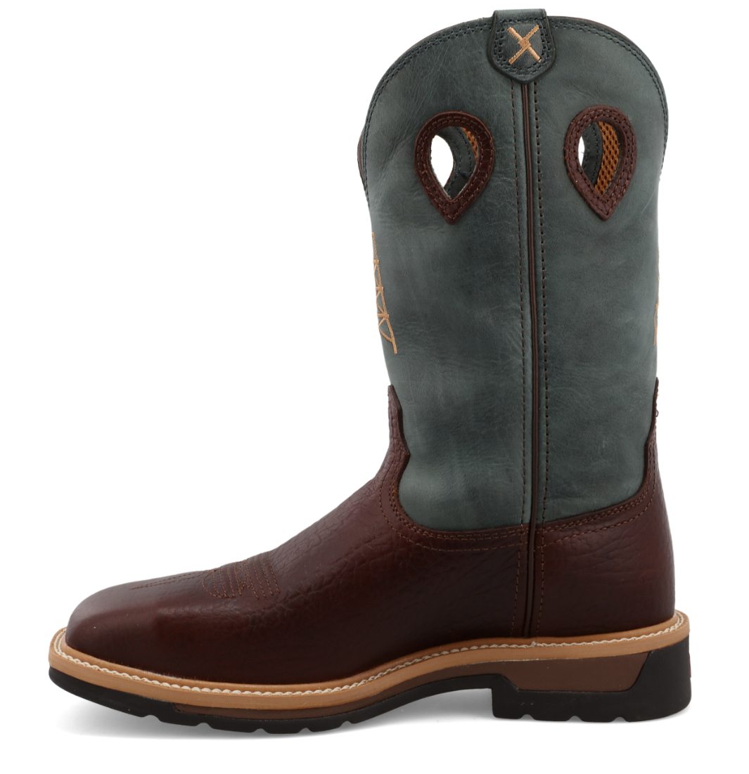 MLCS006-12" Western Work Boot Oiled Cognac & Blue
