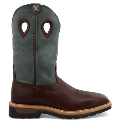 MLCS006-12" Western Work Boot Oiled Cognac & Blue