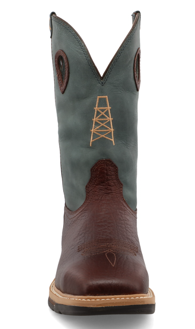 MLCS006-12" Western Work Boot Oiled Cognac & Blue