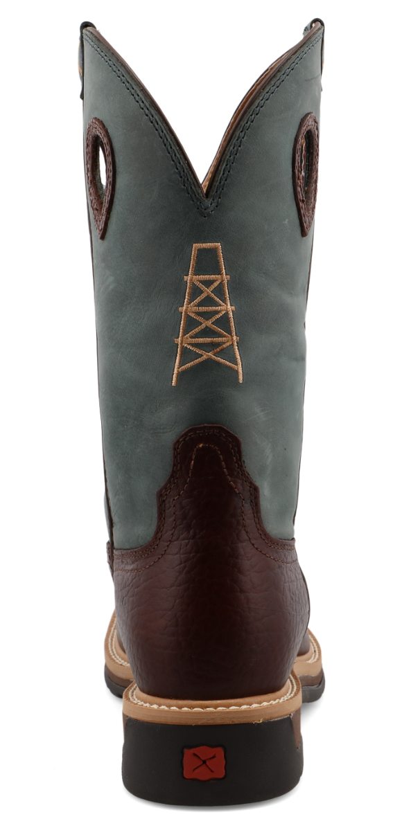 MLCS006-12" Western Work Boot Oiled Cognac & Blue