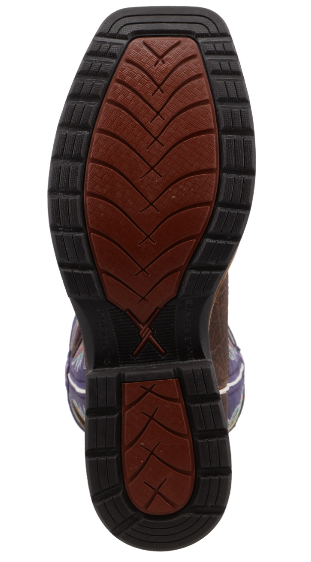 MLCA006-12" Western Work Boot Brown & Purple