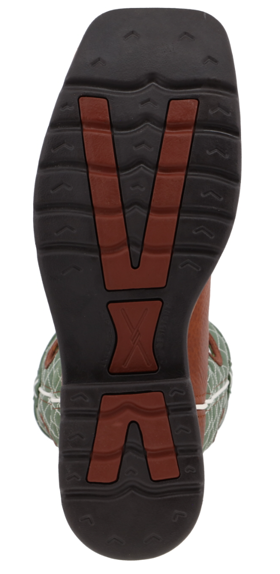 MLCS002-12" Western Work Boot Cognac Glazed Pebble & Lime