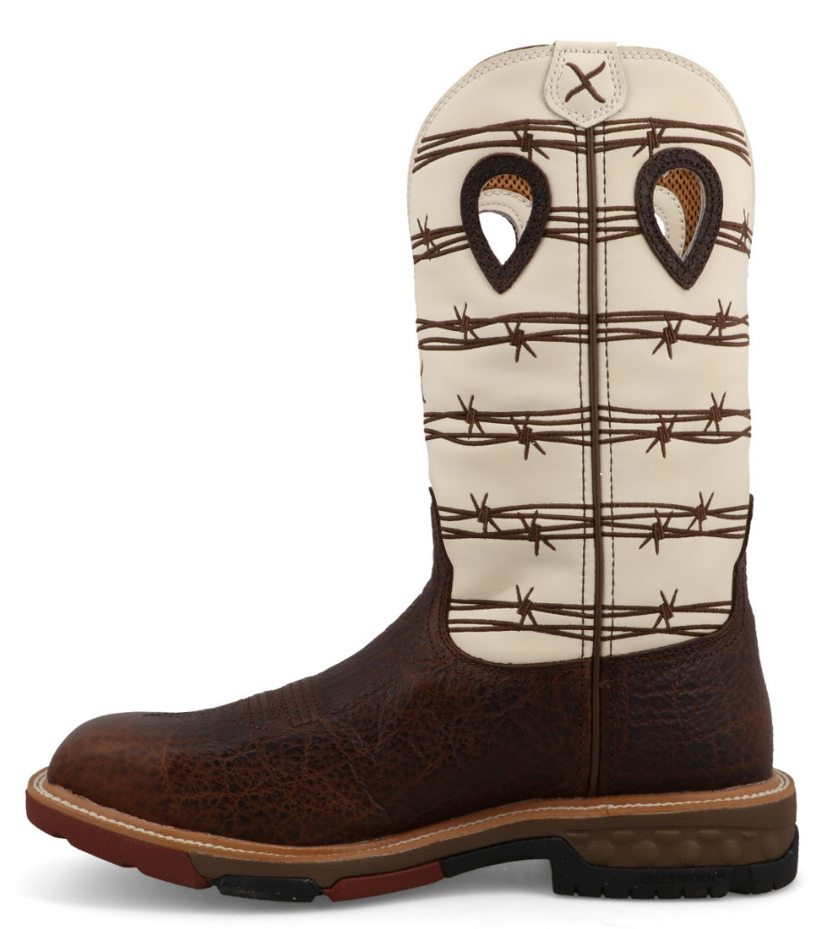 MXBA006-12" Western Work Boot Brown Elephant Print & Bone