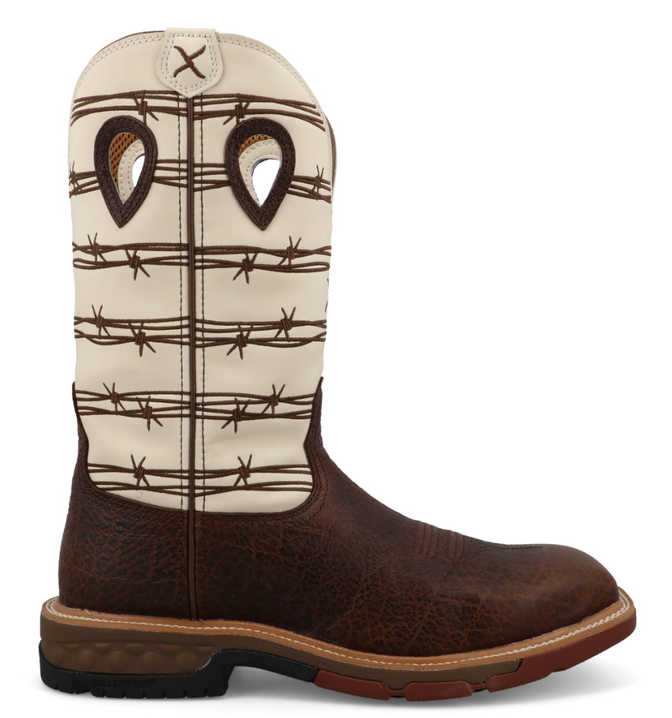 MXBA006-12" Western Work Boot Brown Elephant Print & Bone
