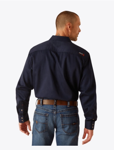 10048489- FR Solid Classic Fit Snap Work Shirt- Navy