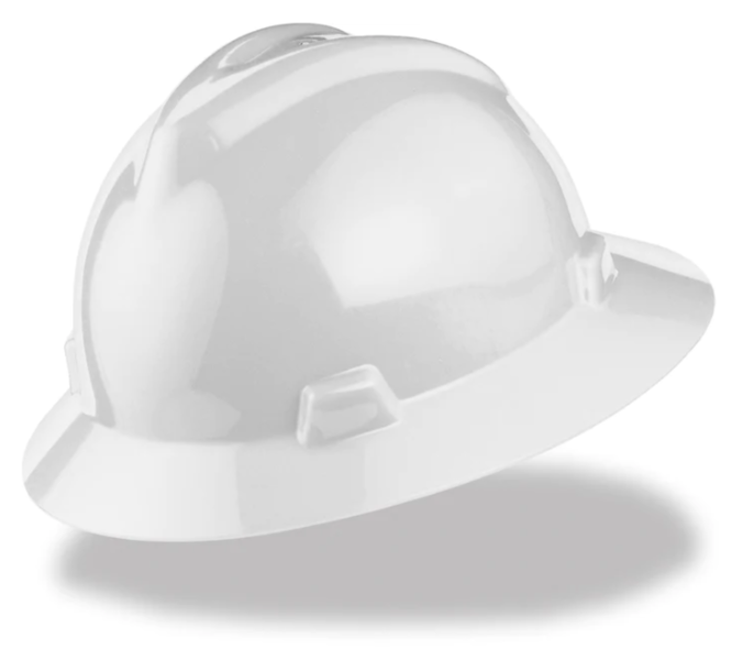 MSA V-GUARD FULL BRIM HARD HAT (WHITE)
